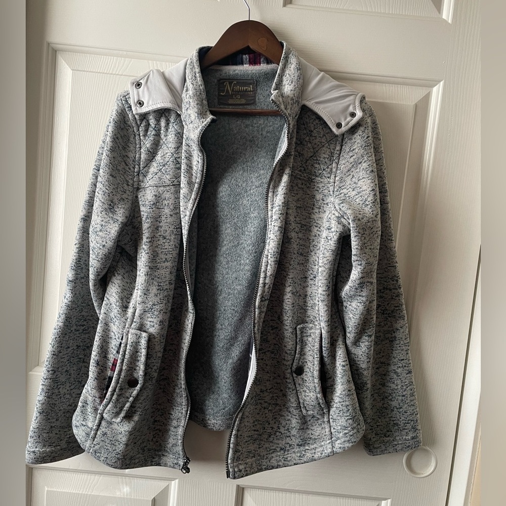 Natural- Zip Up Women’s Hooded Jacket: Size L